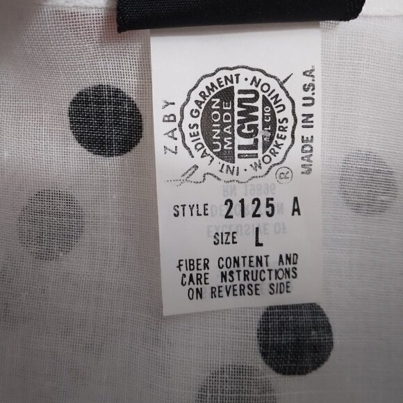 Dotti | Sheer Polka Dot  Button Front Mini Dress Black White Made USA | Size L - Picture 9 of 11